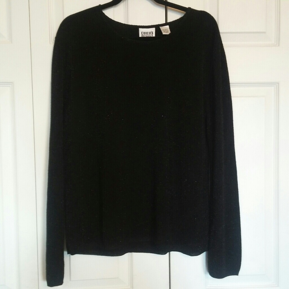 Chico's Black Pullover Scoop Neck Long Sleeve Top